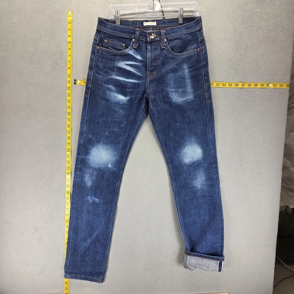 Selvedge Jeans Mens 31x32 Blue Medium Wash Denim Faded Whiskers Honeycomb